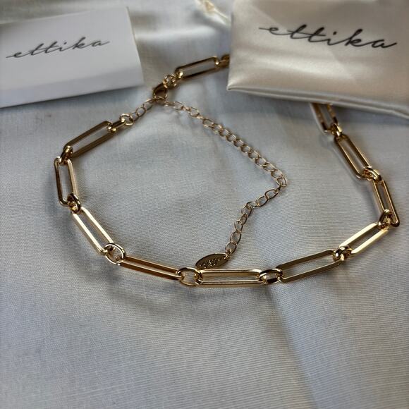 Ettika Paper Clip Style Chain Link Gold Necklace Choker NWT Trendy MOD Modern - Picture 5 of 5